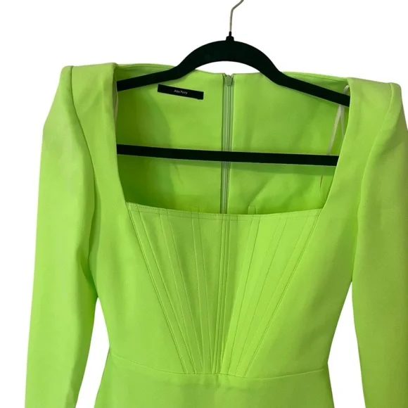 Alex Perry Dale Stretch Crepe Corset Potrait Dress in Lime sz 8 UK 4 US - Picture 2 of 8